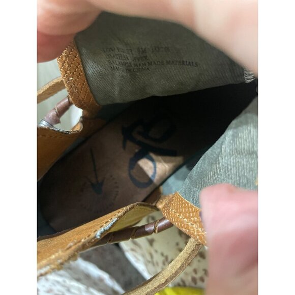 Tan Leather Ankle Boots With Buckle Detail & Textured Heel 9 - Picture 8 of 8